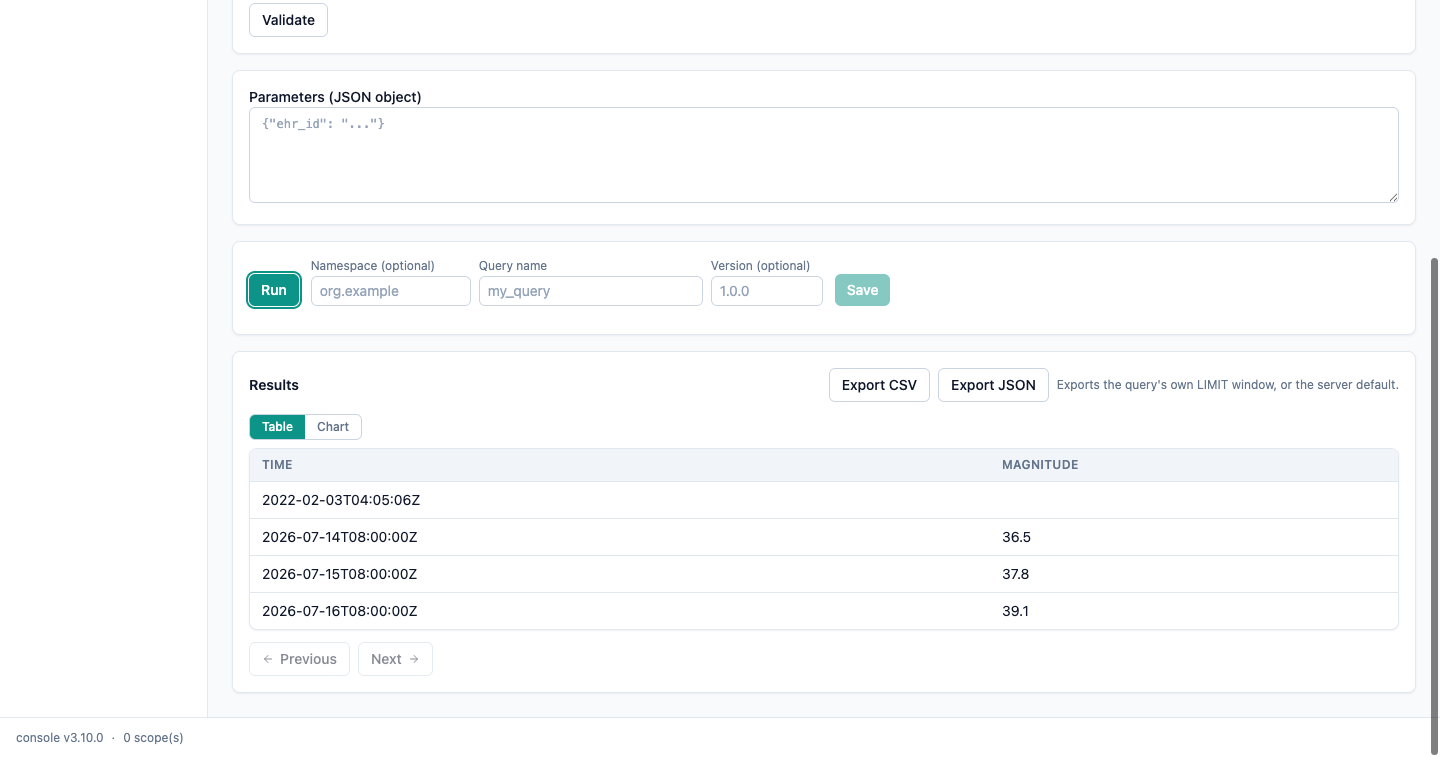 Query results
