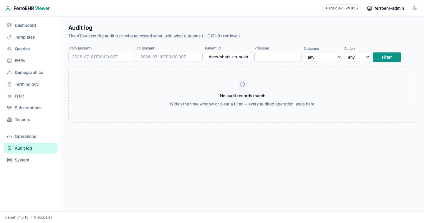 Audit log — no matches
