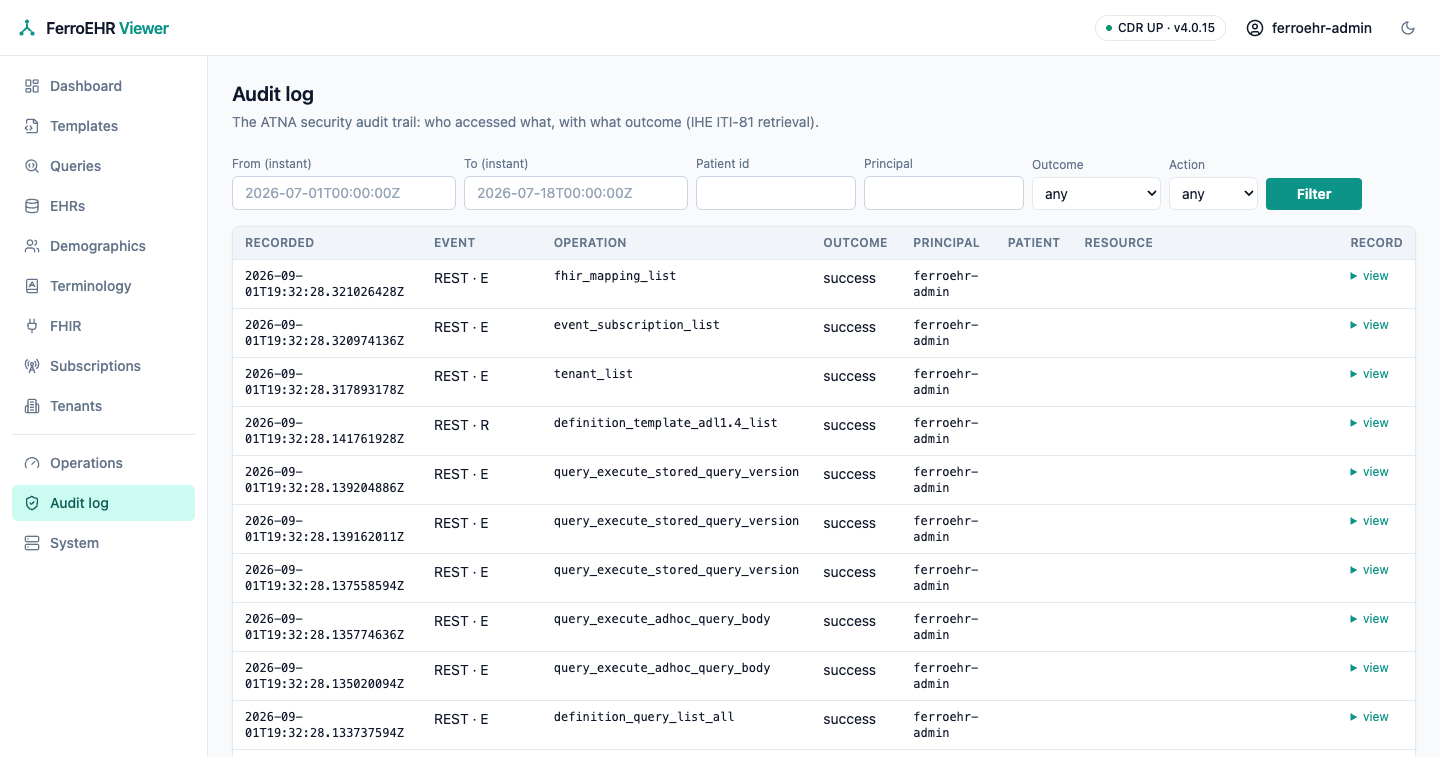 Audit log