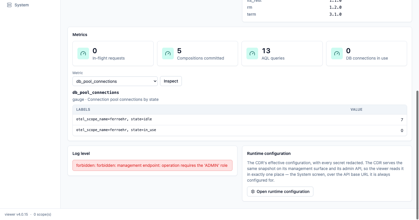 Operations panel — metric browser