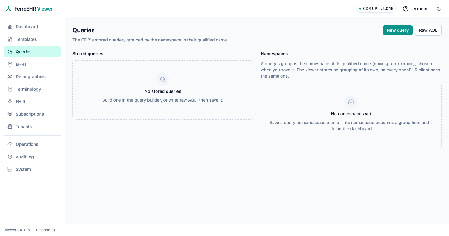 Stored queries — empty