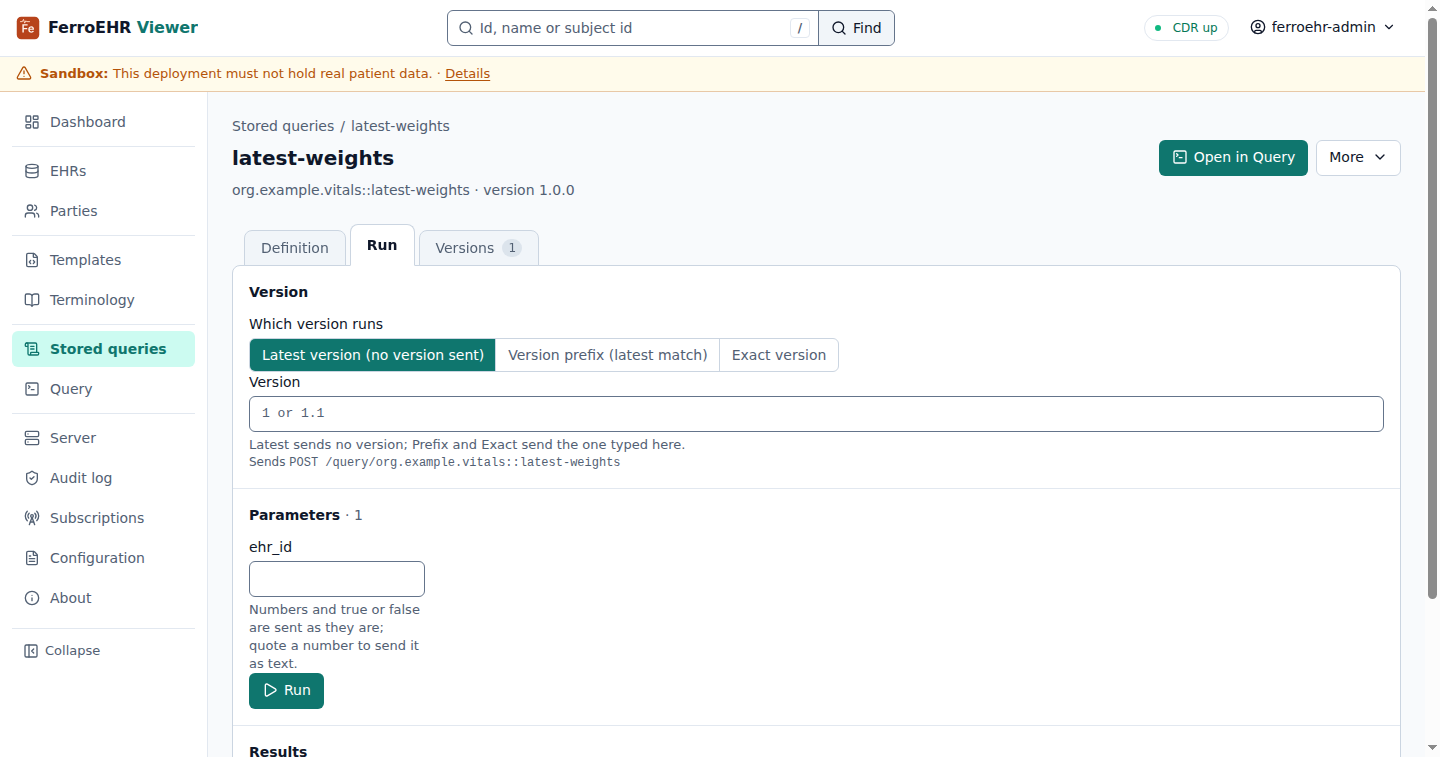 Running a stored query