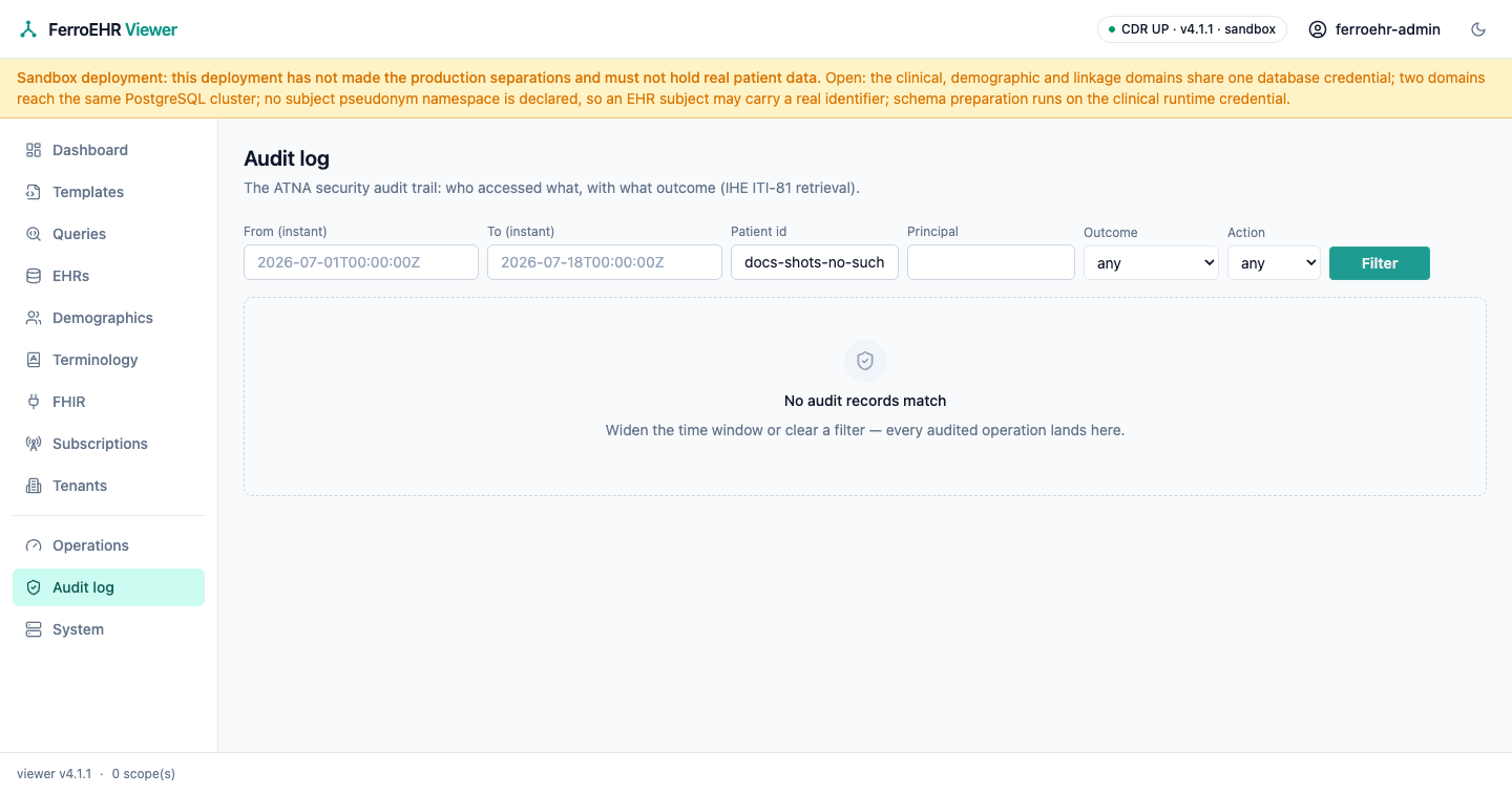 Audit log — no matches