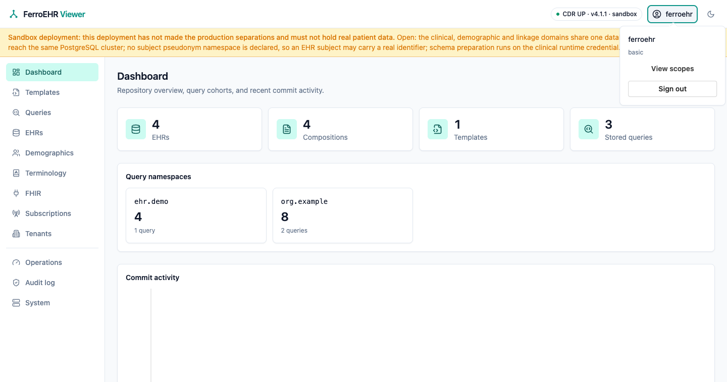 User menu